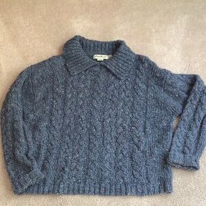 Eddie Bauer 100% wool cable knit sweater.  “Denim” colored  S M